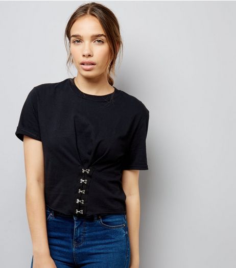Black Hook and Eye Corset T-Shirt | New Look