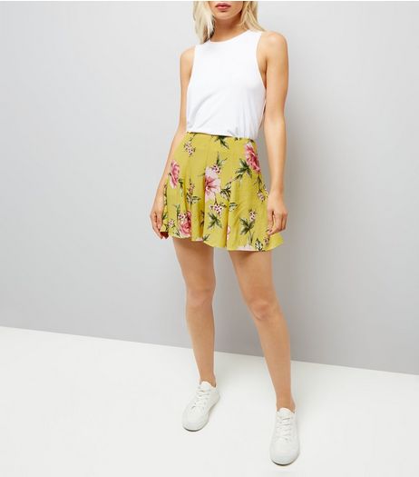 Yellow Floral Print High Waisted Shorts | New Look