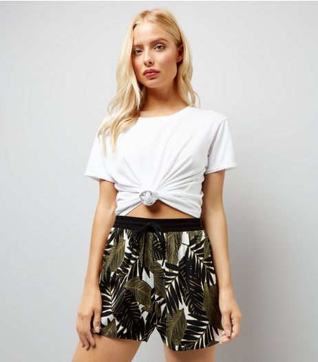 Khaki Palm Print Shorts | New Look