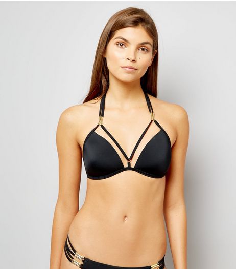 Black Moulded Triangle Bikini Top | New Look