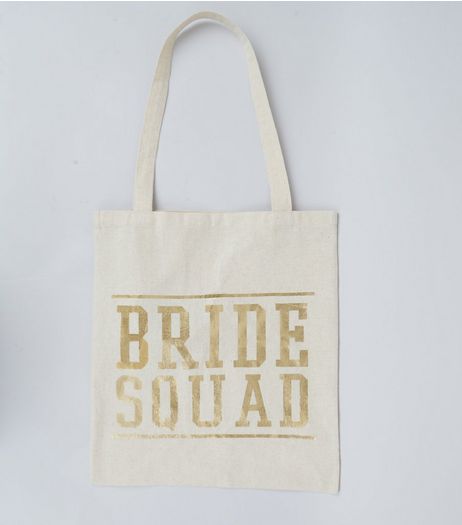 Gold Bride Squad Print Canvas Bag | New Look