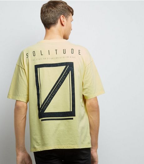 Yellow Acid Wash Solitude Print T-Shirt | New Look