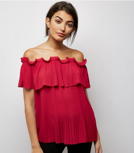 Cameo Rose Red Bardot Top | New Look