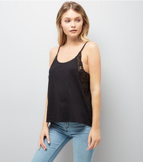 Black Lace Side Panel Cami | New Look