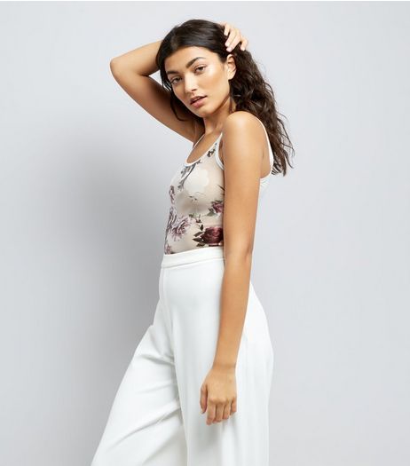 Cream Digital Floral Print Bodysuit | New Look