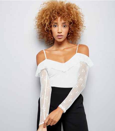 Cream Lace Panel Bodysuit | New Look