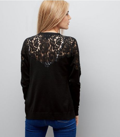 Black Lace Yoke Cardigan | New Look
