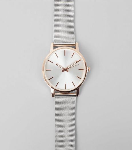 Metallic Mesh Strap Watch | New Look