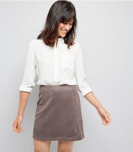Grey Suedette A-Line Mini Skirt | New Look