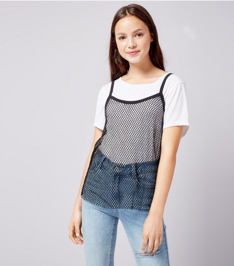Teens Black Fishnet Cami | New Look
