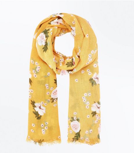 Yellow Rose Print Scarf | New Look