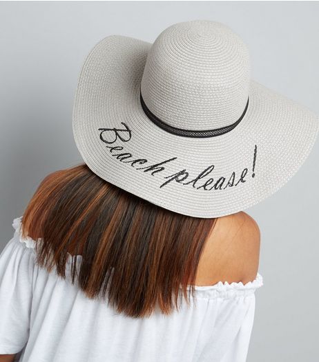 Grey Beach Please Floppy Hat | New Look