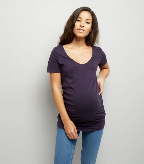 Maternity Navy Scoop Neck T-Shirt | New Look