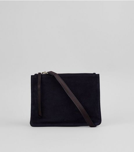 Black Leather Suede Cross Body Bag | New Look
