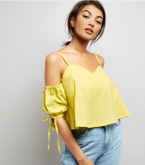 Yellow Cold Shoulder Cami Top | New Look