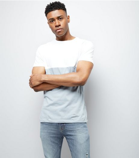 Pale Blue Colour Block T-Shirt | New Look