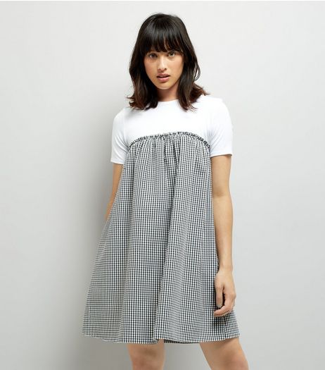 Black Gingham Check 2 in 1 Dress | New Look