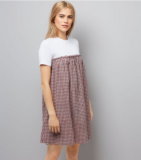 Red Gingham Check 2 in 1 Dress | New Look