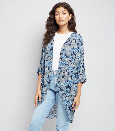 Blue Vanilla Navy Floral Print Kimono | New Look
