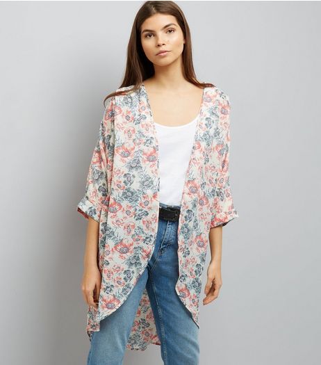 Blue Vanilla Mid Pink Floral Print Kimono | New Look