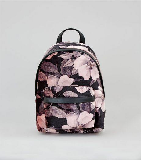 Pink Digital Floral Printed Velvet Mini Backpack | New Look