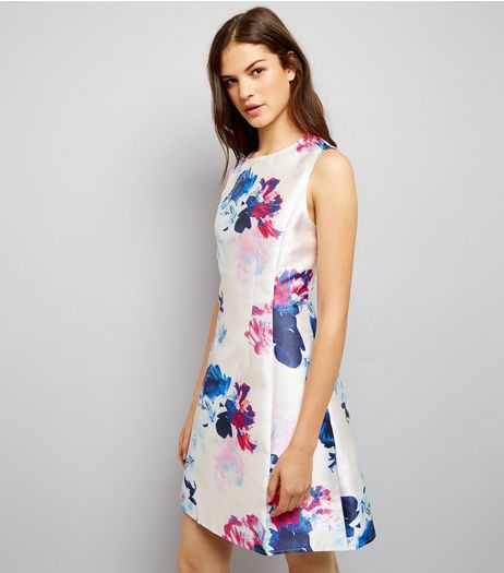 AX Paris Cream Floral Print Skater Dress | New Look