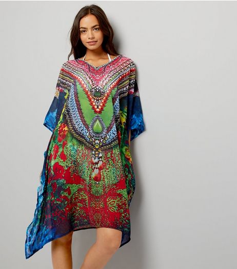 Mela Red Printed Kaftan | New Look