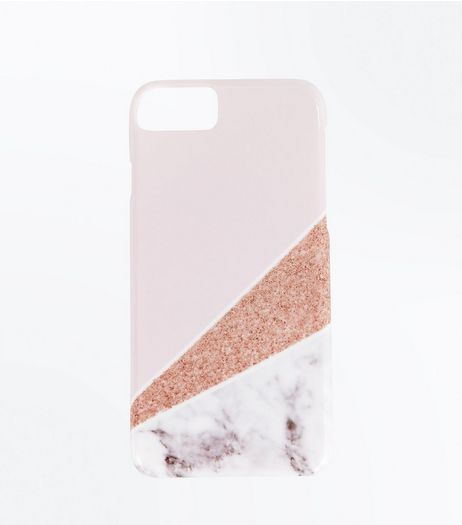 Pink Marble Glitter iPhone 6/7 Case | New Look
