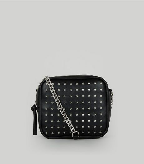 Black Studded Square Cross Body Bag | New Look