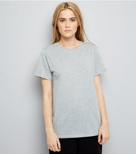 Grey Oversized Roll Sleeve T-Shirt | New Look