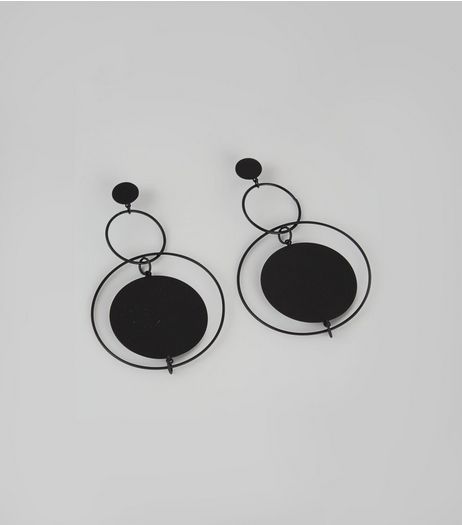 Black Circle Disc Earrings | New Look