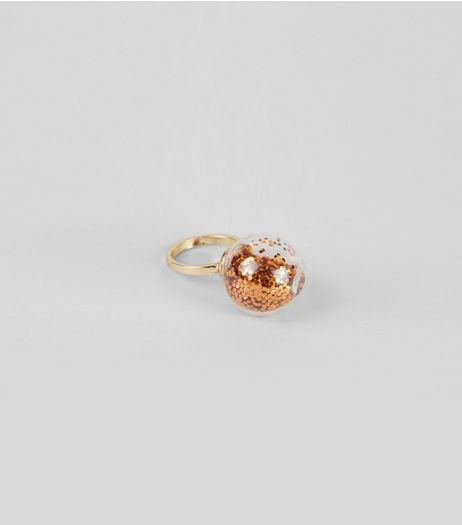 Gold Glitter Ball Ring | New Look