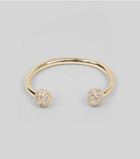 Gold Diamante Embellished Ball Cuff | New Look