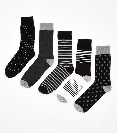 5 Pack Mixed Pattern Socks | New Look