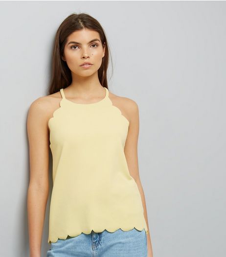 Yellow Scallop Hem Cami Top | New Look