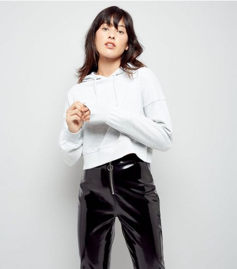 Grey Balloon Sleeve Cropped Hoodie | New Look