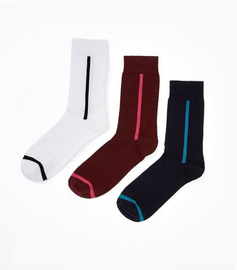 3 Pack Vertical Stripe Pattern Socks | New Look
