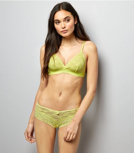 Yellow Lace Bralet and Brazilian Briefs Set | New Look