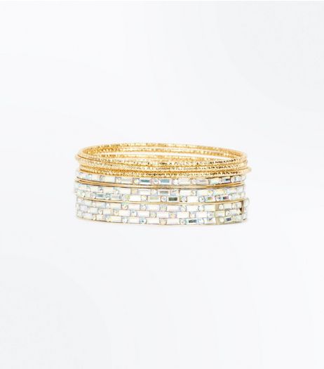 Gold Gem Detail Bangle Pack | New Look