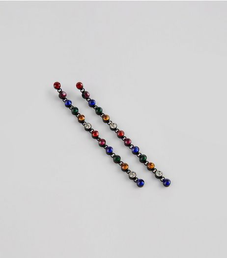 Black Multi Stone Earrings | New Look