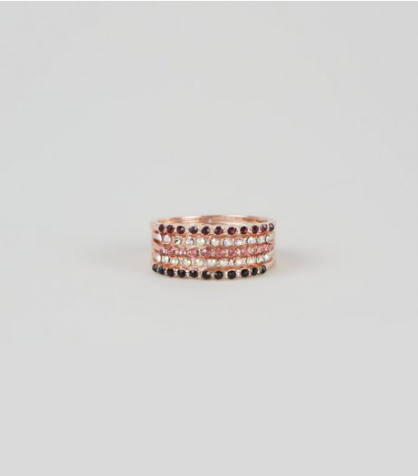 Gold Multi Stone Ring Stack | New Look