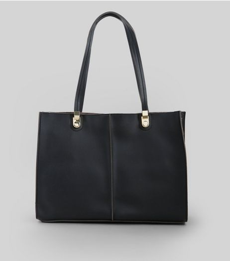 Black Structured Tote Bag | New Look