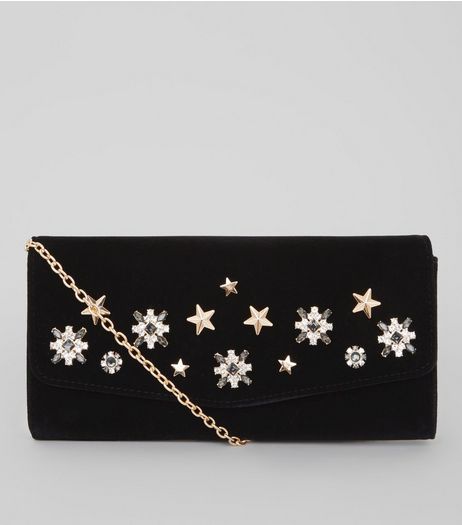 Black Star Embellished Clutch | New Look