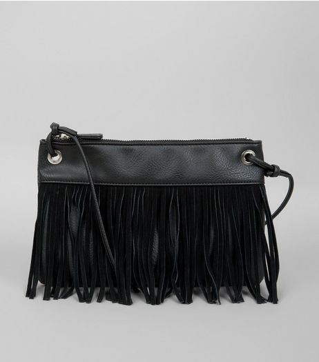 Black Fringe Cross Body Bag | New Look
