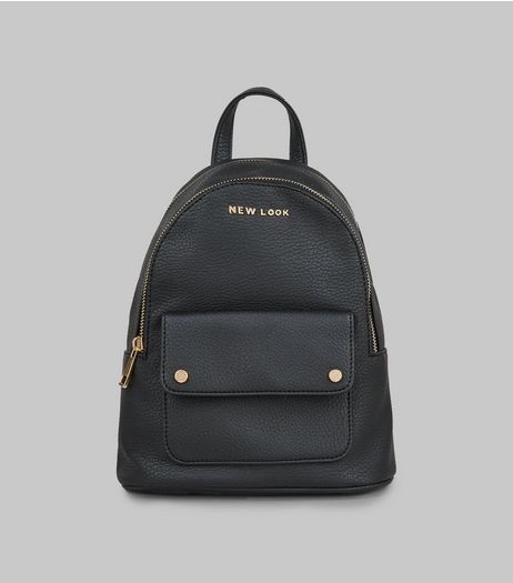 Black Branded Backpack | New Look
