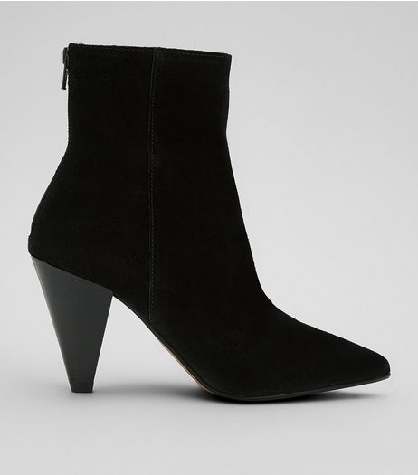 Black Cone Heeled Ankle Boots | New Look