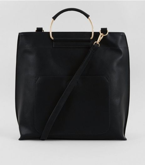 Black Metal Handle Tote | New Look