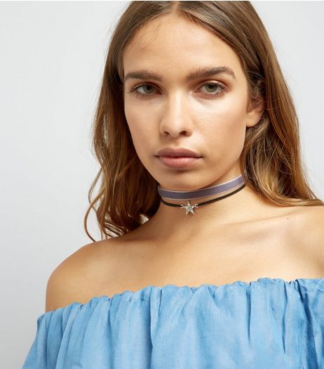 5 Pack Black Moon And Star Cosmic Chokers | New Look