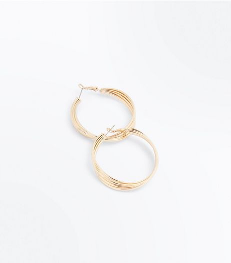 Gold Multi Wire Twisted Hoop Earrings | New Look