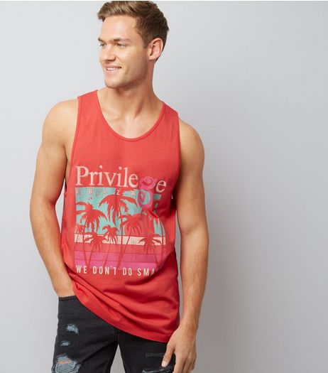Orange Privilege Ibiza Print Longline Vest | New Look